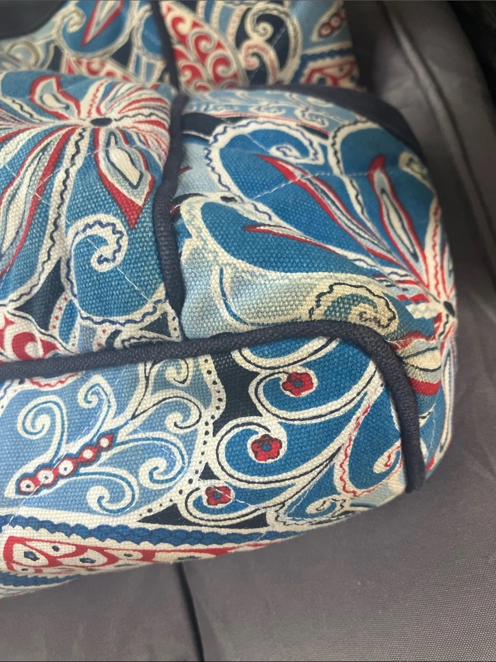 Vera Bradley Red, Blue & Light Blue Paisley Tote